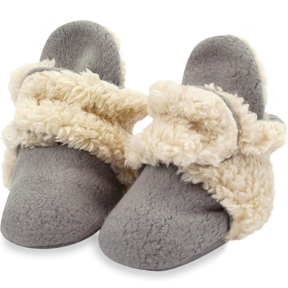 Zutano Unisex Fleece Baby Booties, size 12M, color gray furry